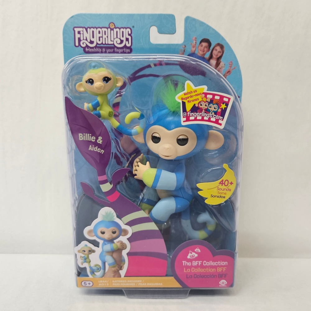 WowWee Fingerlings BFF Collection Billie & Aiden Interactive Monkey Blue 3541
